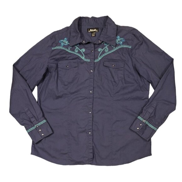 ADIKTD shirt womens size 2X blue long sleeve Button Front RLS - Picture 1 of 6